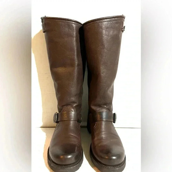 Frye women’s Veronica slouch brown leather pull up boots size 6 minor scratches - Picture 2 of 8